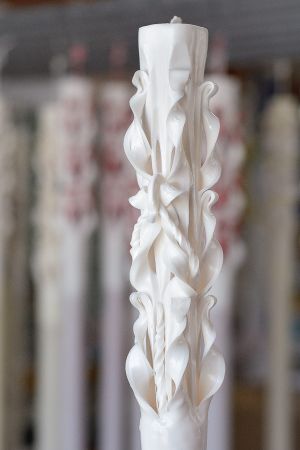 Lumanari sculptate nunta  sau botez,  fara accesorii - alb