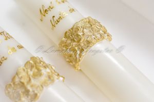 Lumanari  nunta de aur diam. de  4.6 cm - cu brau floral auriu