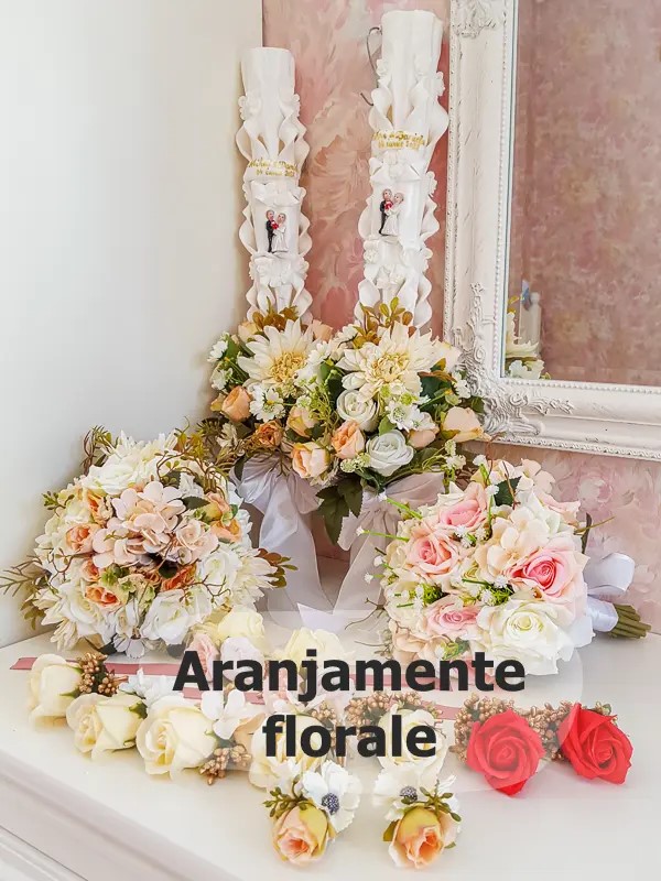 Lumanari nunta cu flori artificiale
